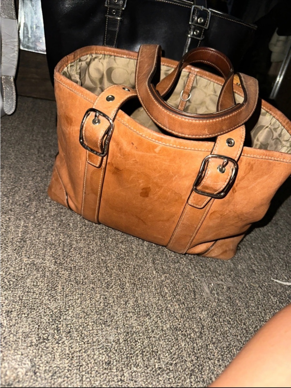 Coach Leather Tote in Brown with Tan Accents